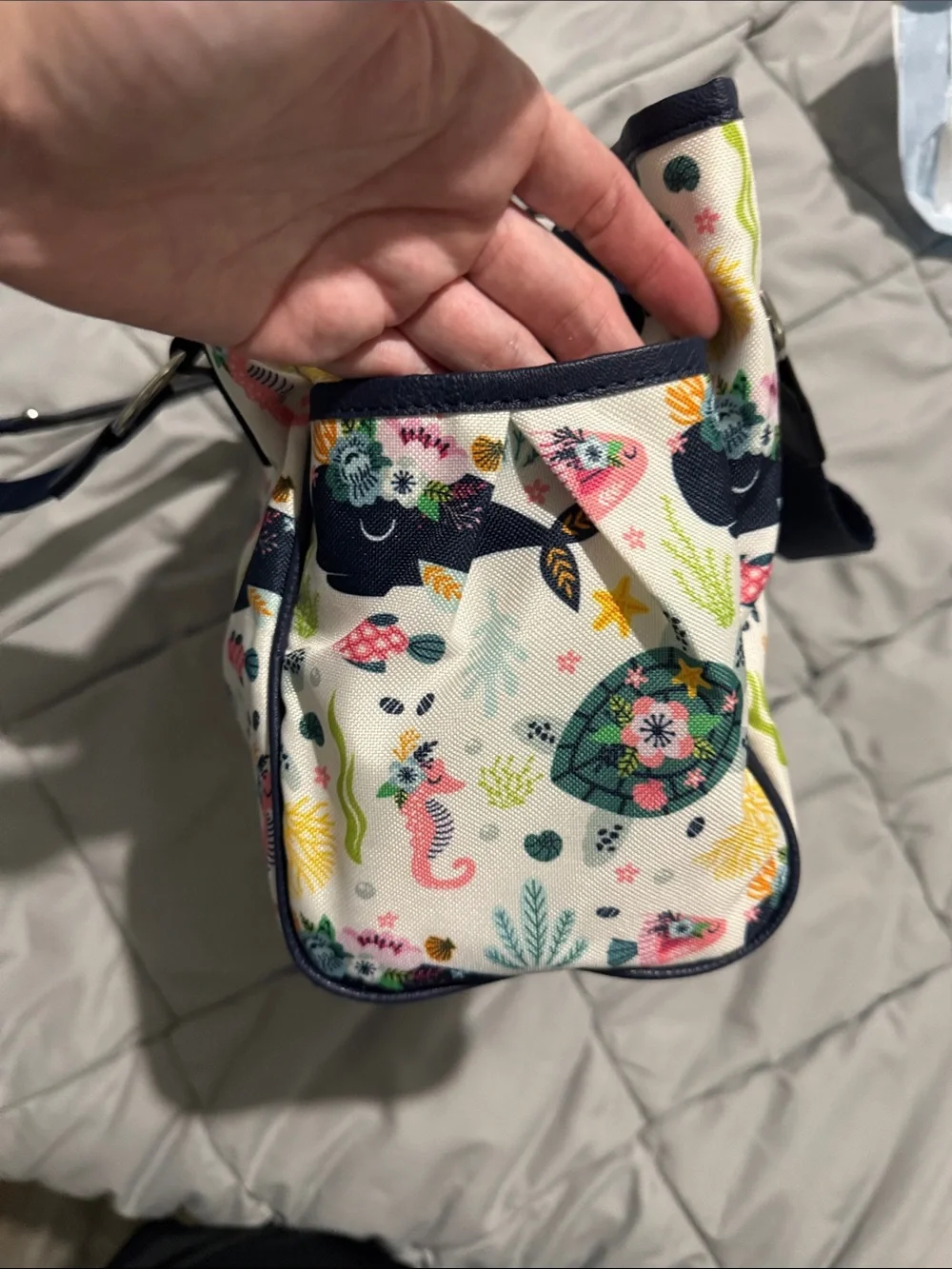 Lily Bloom Navy & Cream Sea Life Shoulder Bag